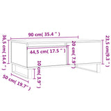 Salontafel 90x50x36,5 cm bewerkt hout wit