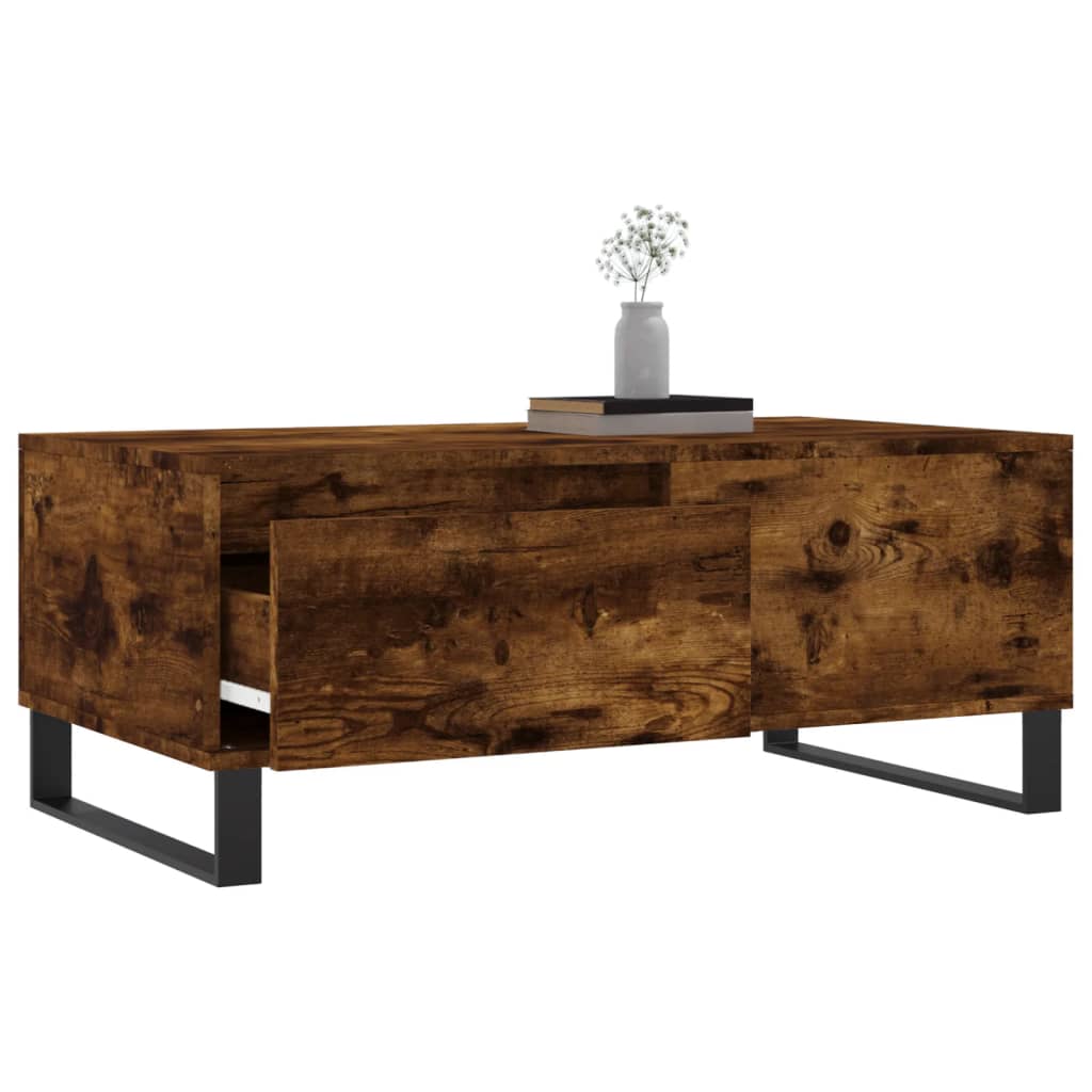 Salontafel 90x50x36,5 cm bewerkt hout gerookt eikenkleurig