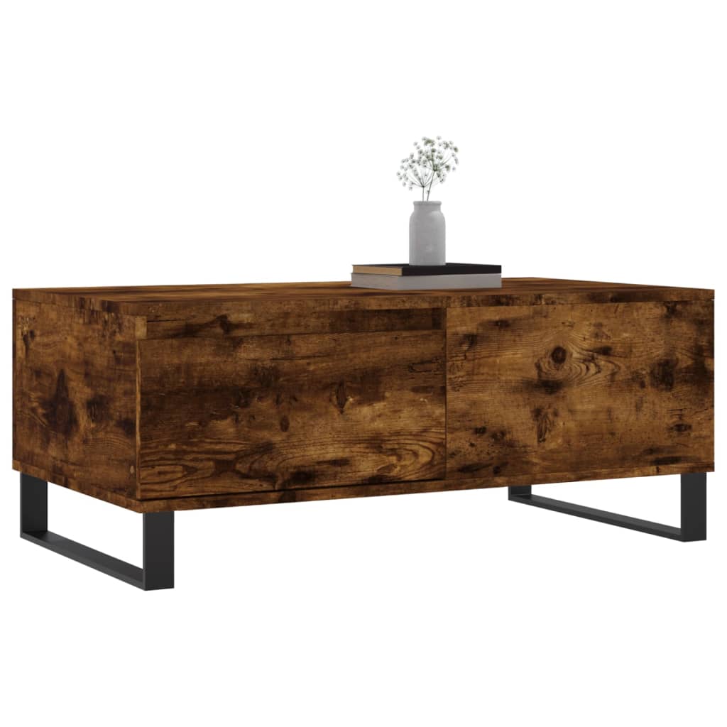 Salontafel 90x50x36,5 cm bewerkt hout gerookt eikenkleurig