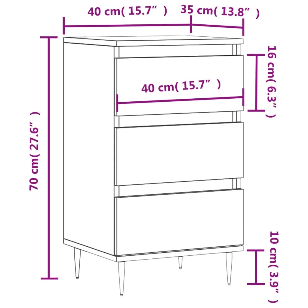 Dressoir 40x35x70 cm bewerkt hout wit