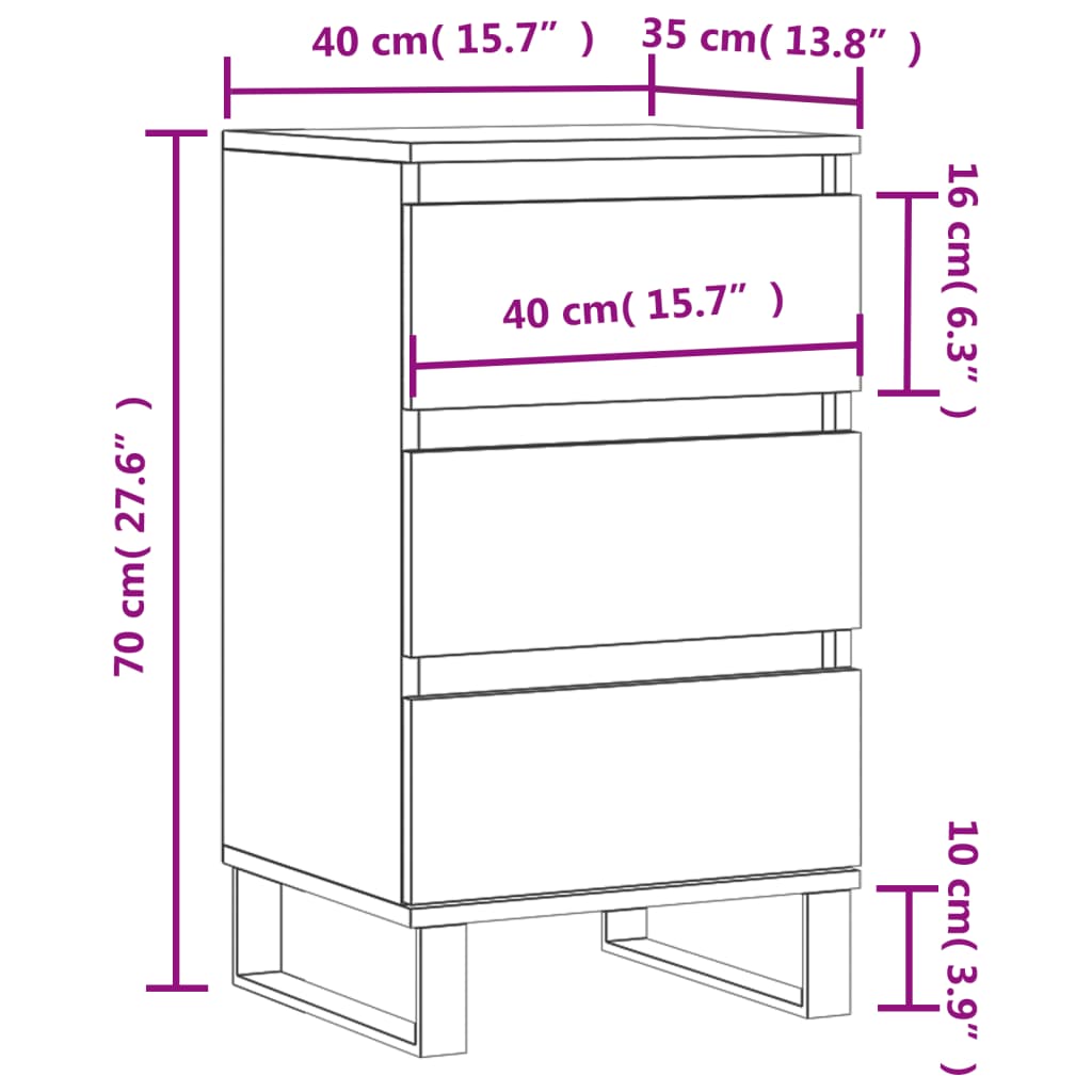 Dressoir 40x35x70 cm bewerkt hout wit