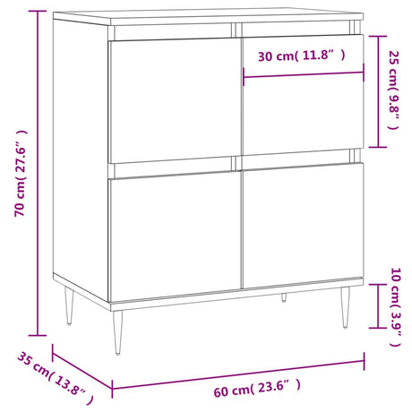 Dressoir 60x35x70 cm bewerkt hout hoogglans wit