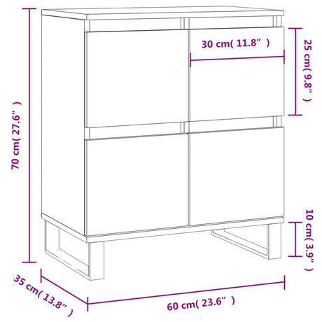 Dressoir 60x35x70 cm bewerkt hout wit