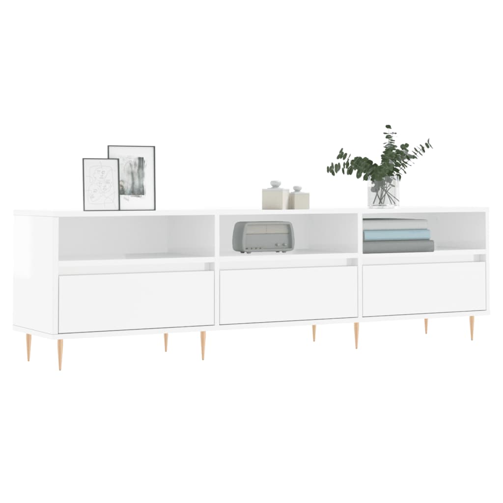 Tv-meubel 150x30x44,5 cm bewerkt hout hoogglans wit