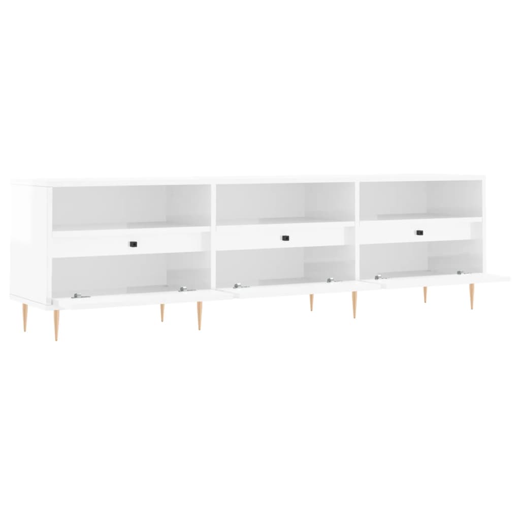 Tv-meubel 150x30x44,5 cm bewerkt hout hoogglans wit