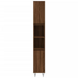 Badkamerkast 30x30x190 cm bewerkt hout bruin eikenkleur