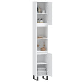 Badkamerkast 30x30x190 cm bewerkt hout wit
