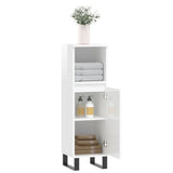 Badkamerkast 30x30x100 cm bewerkt hout hoogglans wit