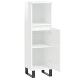 Badkamerkast 30x30x100 cm bewerkt hout hoogglans wit