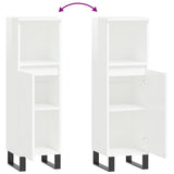 Badkamerkast 30x30x100 cm bewerkt hout hoogglans wit