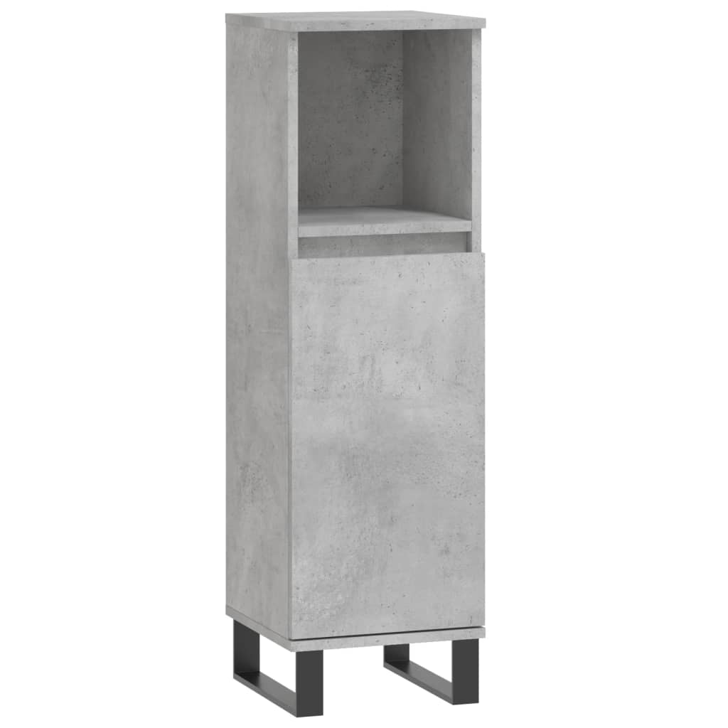 Badkamerkast 30x30x100 cm bewerkt hout betongrijs