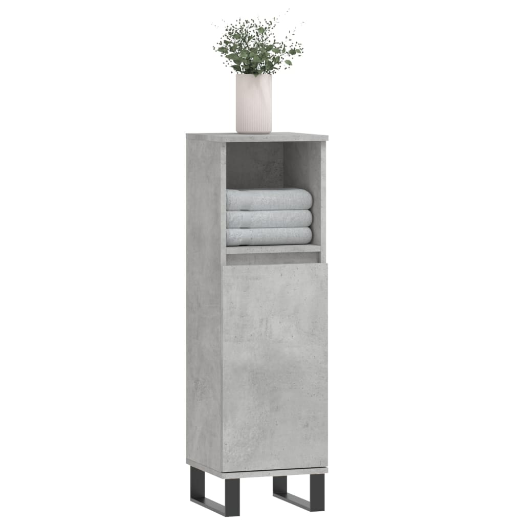 Badkamerkast 30x30x100 cm bewerkt hout betongrijs