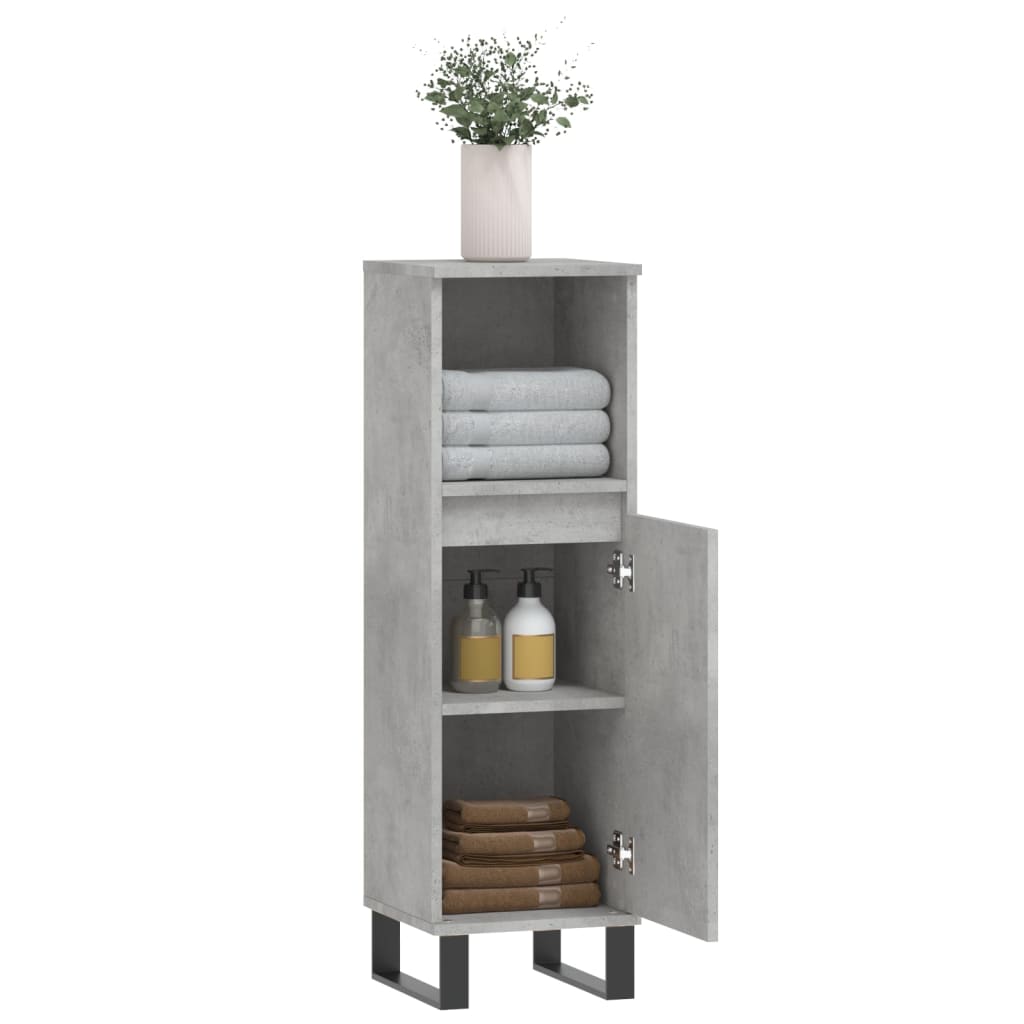 Badkamerkast 30x30x100 cm bewerkt hout betongrijs