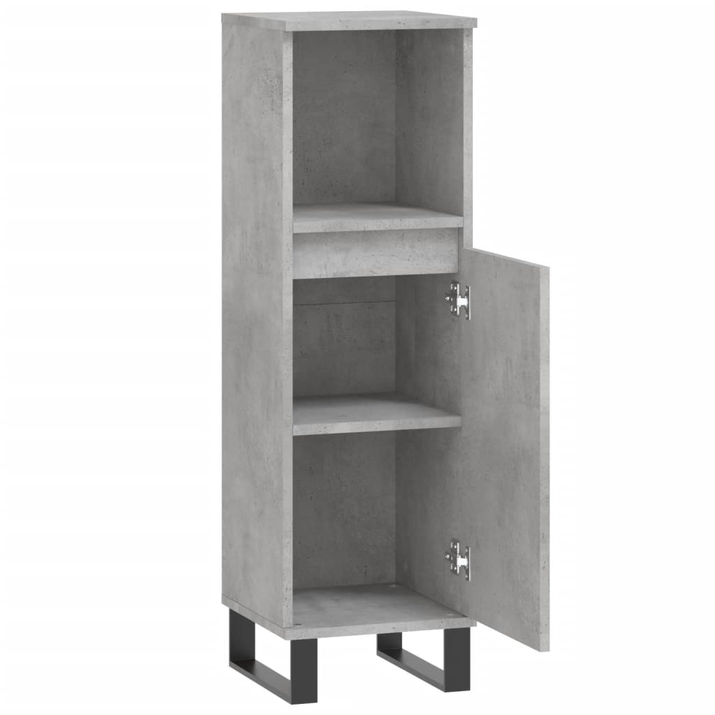 Badkamerkast 30x30x100 cm bewerkt hout betongrijs