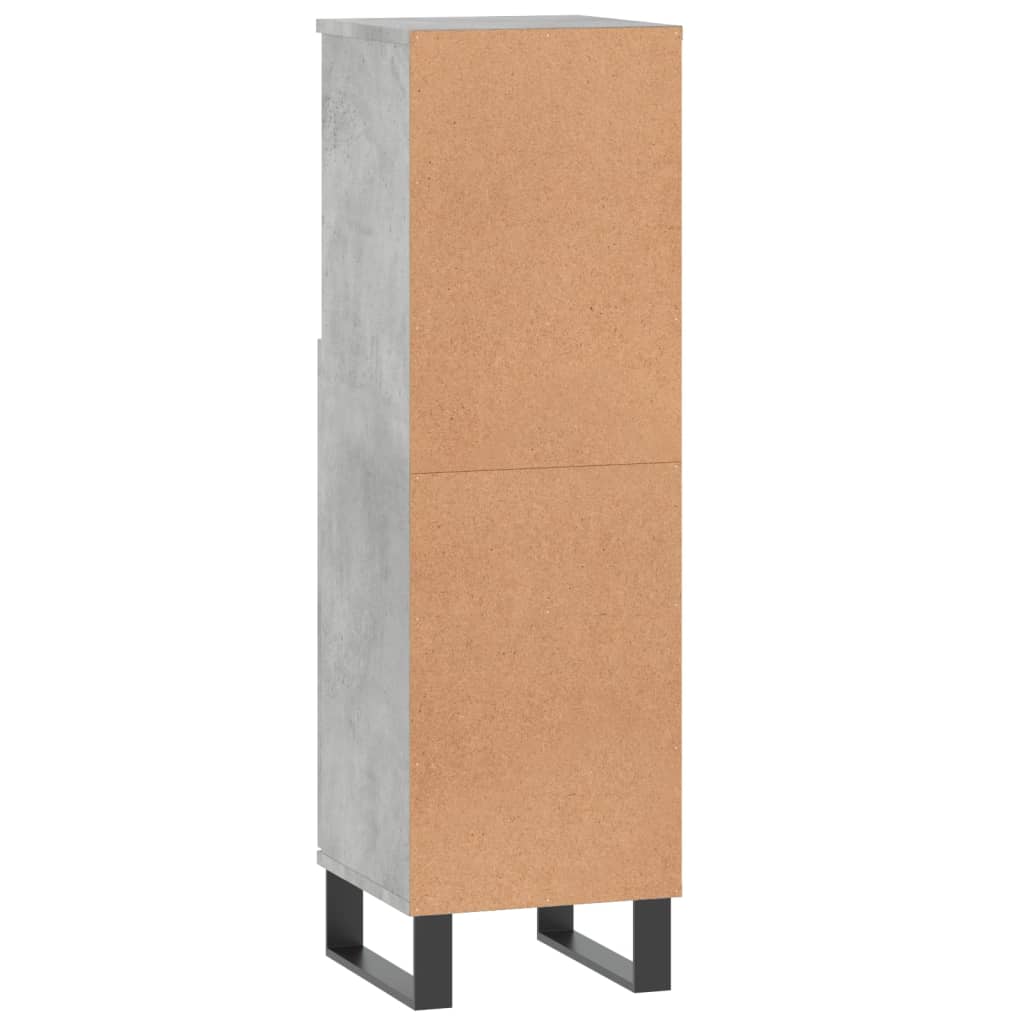 Badkamerkast 30x30x100 cm bewerkt hout betongrijs