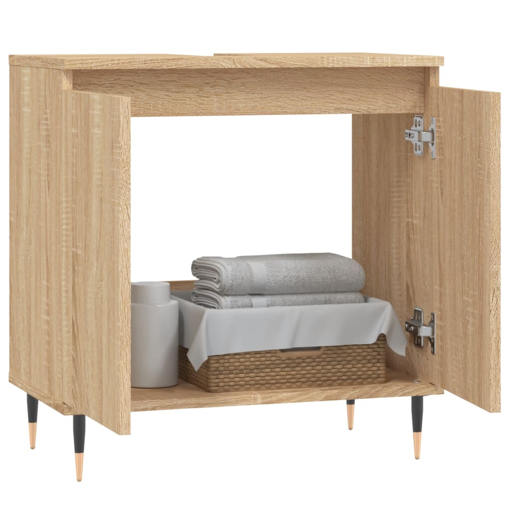 Badkamerkast 58x33x60 cm bewerkt hout sonoma eikenkleurig