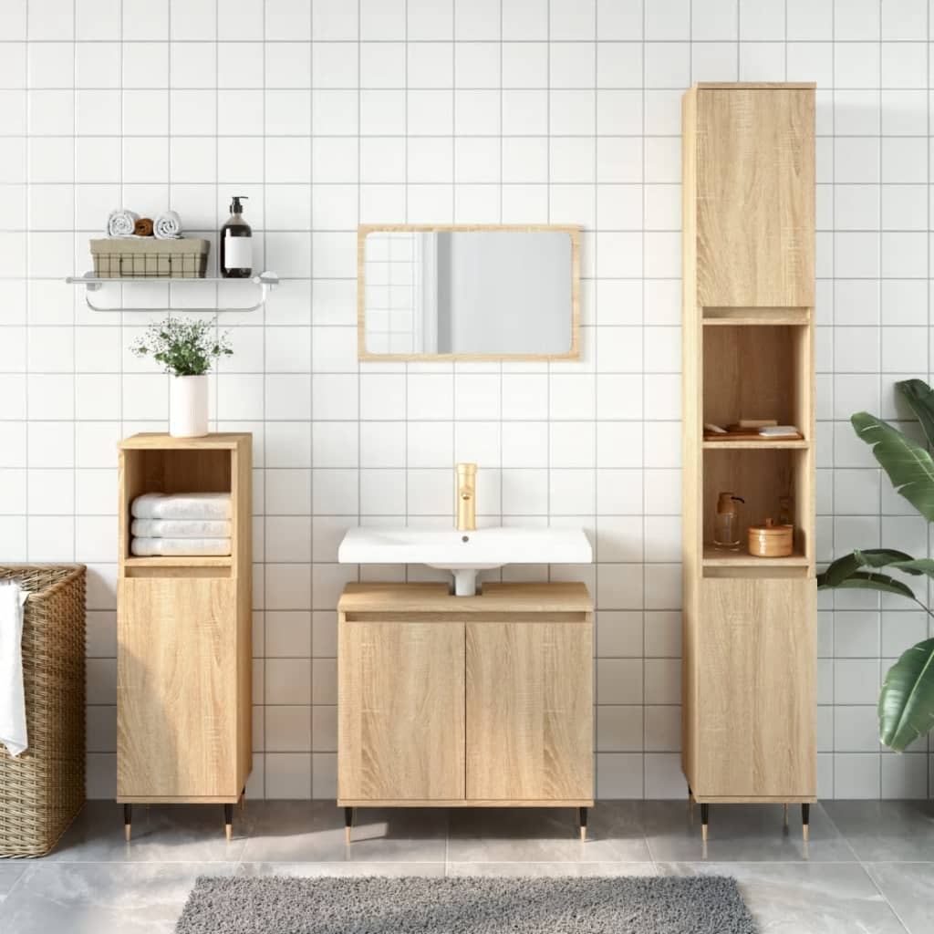 Badkamerkast 58x33x60 cm bewerkt hout sonoma eikenkleurig
