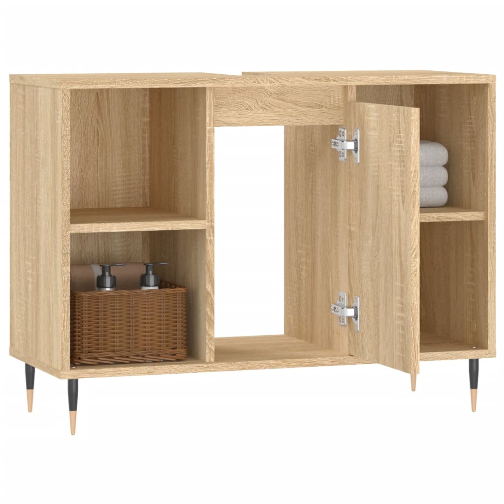 Badkamerkast 80x33x60 cm bewerkt hout sonoma eikenkleurig