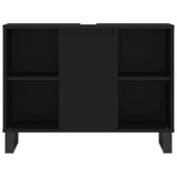 Badkamerkast 80x33x60 cm bewerkt hout zwart
