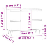 Badkamerkast 80x33x60 cm bewerkt hout betongrijs