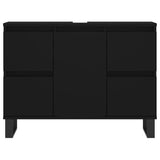 Badkamerkast 80x33x60 cm bewerkt hout zwart