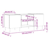 Platenkast 121x38x48 cm bewerkt hout wit