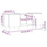 Platenkast 121x38x48 cm bewerkt hout betongrijs