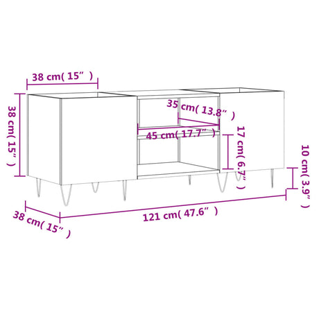 Platenkast 121x38x48 cm bewerkt hout betongrijs