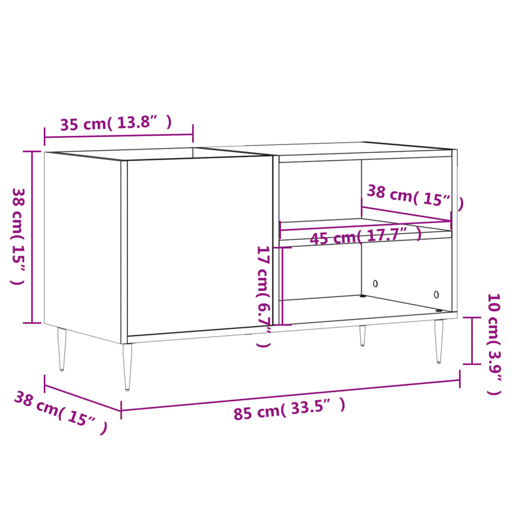 Platenkast 85x38x48 cm bewerkt hout sonoma eikenkleurig