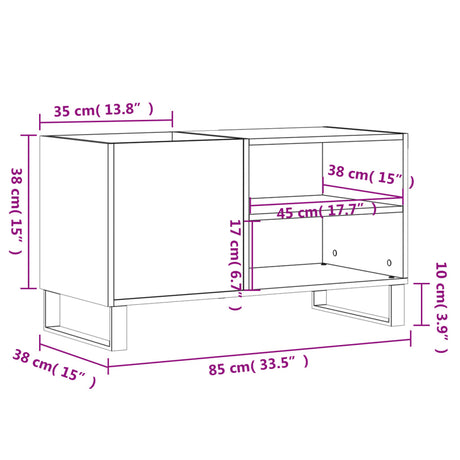 Platenkast 85x38x48 cm bewerkt hout wit