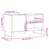 Platenkast 85x38x48 cm bewerkt hout hoogglans wit