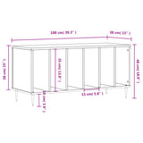 Platenkast 100x38x48 cm bewerkt hout zwart