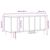 Platenkast 100x38x48 cm bewerkt hout hoogglans wit