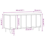 Platenkast 100x38x48 cm bewerkt hout gerookt eikenkleurig