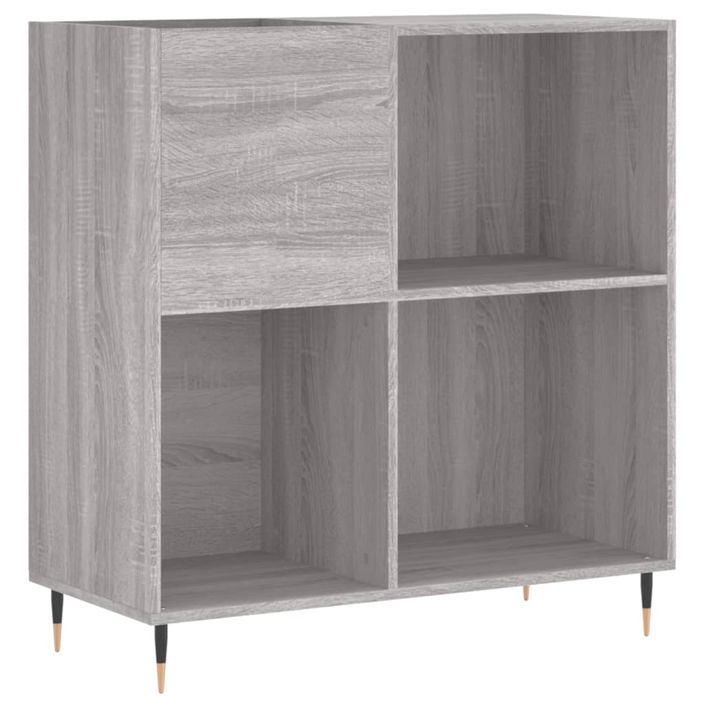 Platenkast 84,5x38x89 cm bewerkt hout grijs sonoma eikenkleurig