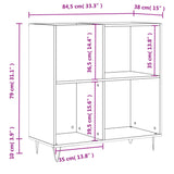 Platenkast 84,5x38x89 cm bewerkt hout betongrijs