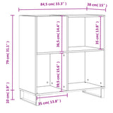 Platenkast 84,5x38x89 cm bewerkt hout wit