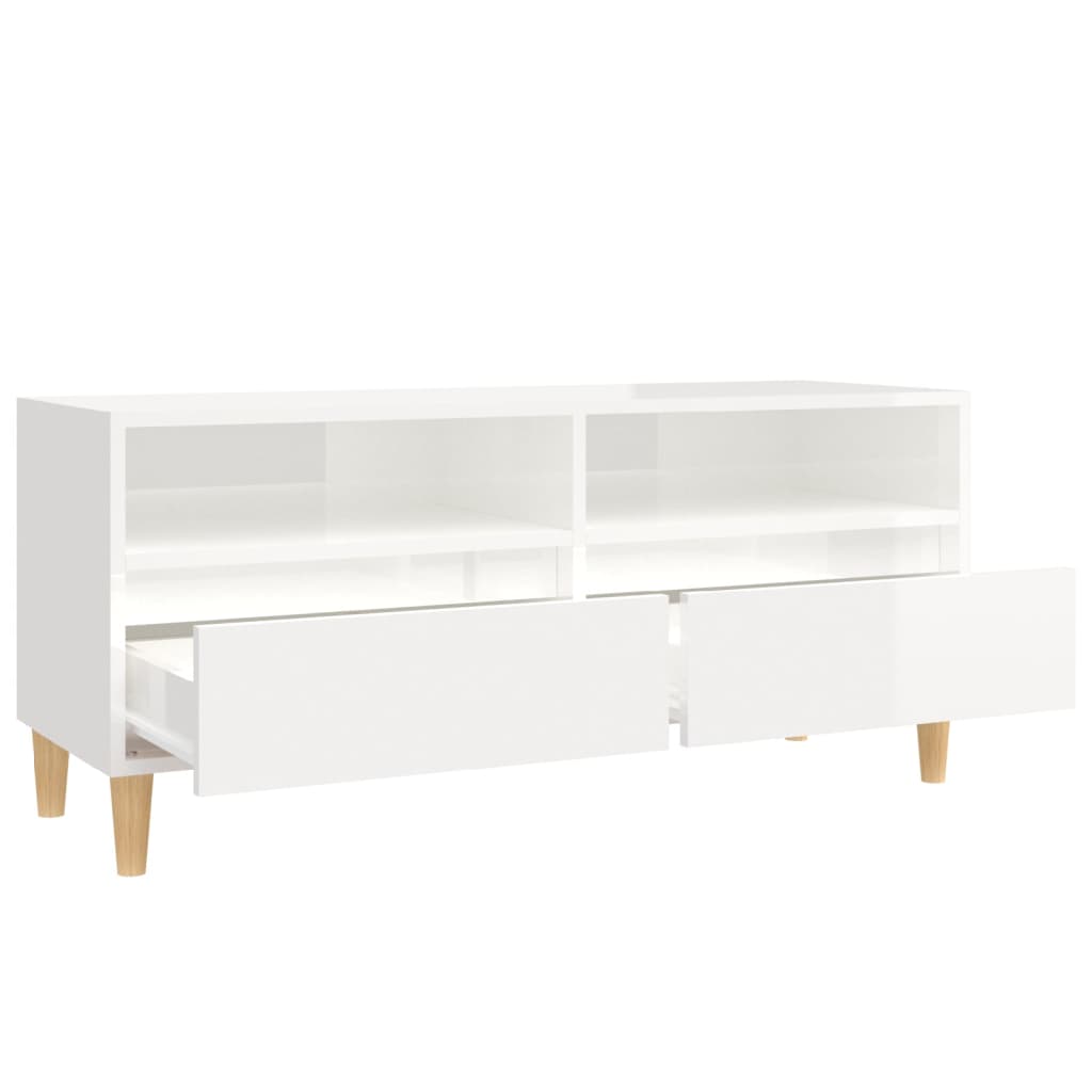 Tv-meubel 100x34,5x44,5 cm bewerkt hout hoogglans wit