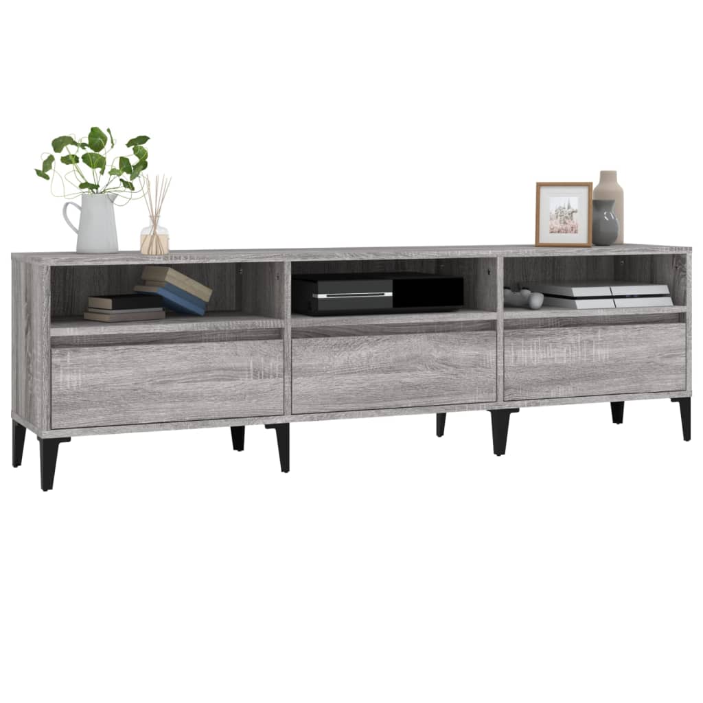 Tv-meubel 150x30x44,5 cm bewerkt hout grijs sonoma eikenkleurig