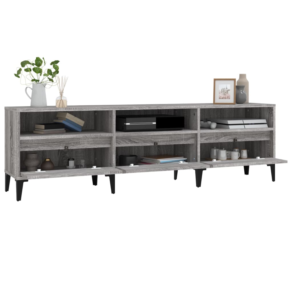 Tv-meubel 150x30x44,5 cm bewerkt hout grijs sonoma eikenkleurig