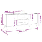 Platenkast 121x38x48 cm bewerkt hout hoogglans wit