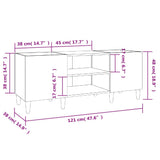 Platenkast 121x38x48 cm bewerkt hout betongrijs