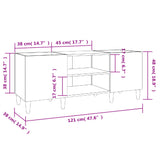 Platenkast 121x38x48 cm bewerkt hout grijs sonoma eikenkleurig