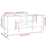 Platenkast 121x38x48 cm bewerkt hout zwart