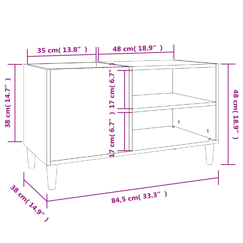 Platenkast 84,5x38x48 cm bewerkt hout sonoma eikenkleurig