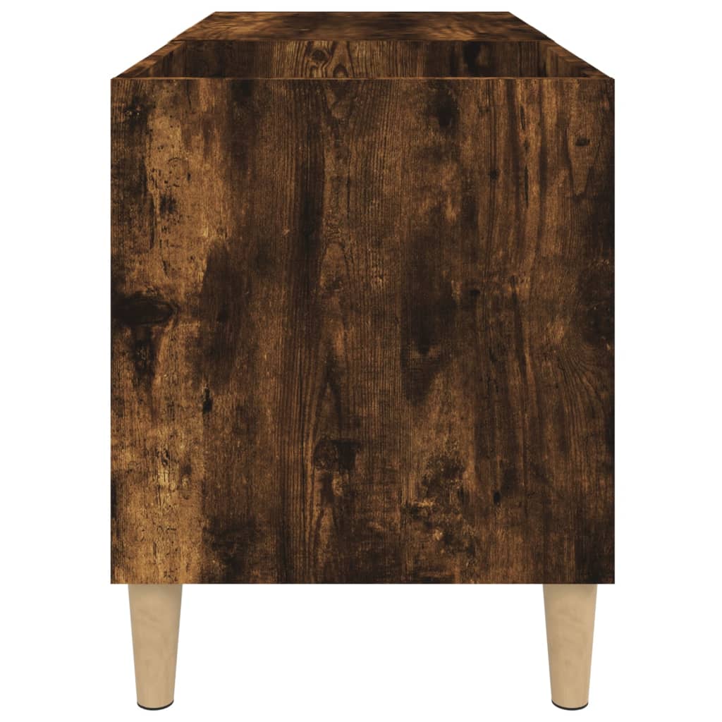 Platenkast 84,5x38x48 cm bewerkt hout gerookt eikenkleurig