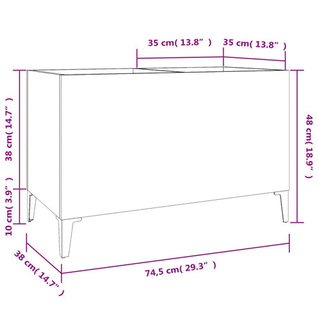 Platenkast 74,5x38x48 cm bewerkt hout sonoma eikenkleurig