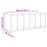 Platenkast 100x38x48 cm bewerkt hout wit