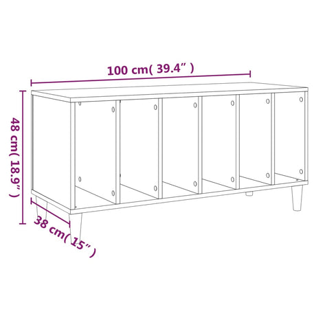 Platenkast 100x38x48 cm bewerkt hout gerookt eikenkleurig - AllerleiShop