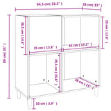 Platenkast 84,5x38x89 cm bewerkt hout wit